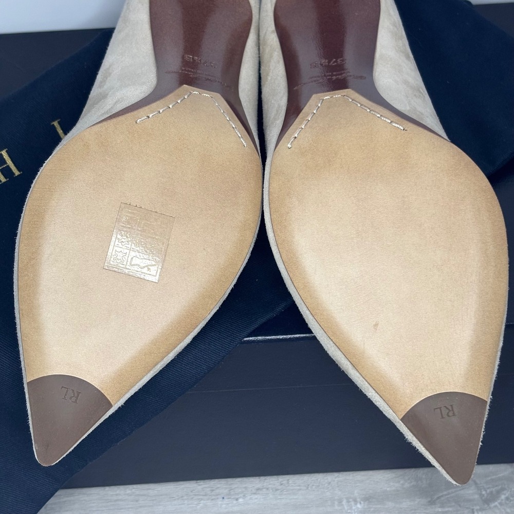 Ralph Lauren Purple Label Armissa Beige Tan Kidsuede Pumps US 7.5 EU 37.5 B NIB - Picture 6 of 11